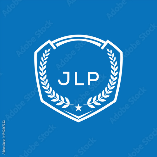 JLP Shield Logo Design JLP Minimal Laurel Wreath and Star Emblem for Sports Corporate JLP Club and Brand Ident.
