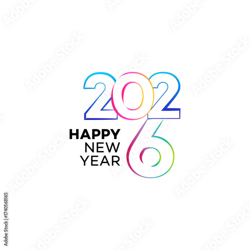 Happy New Year 2026  Modern Colorful Celebration Design