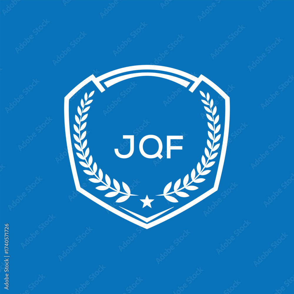 Φωτογραφία JQF Shield Logo Design JQF Minimal Laurel Wreath and Star Emblem for Sports Corporate JQF Club and Brand Ident