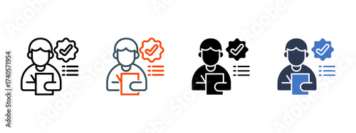User Verification multiple icon style vector illustration