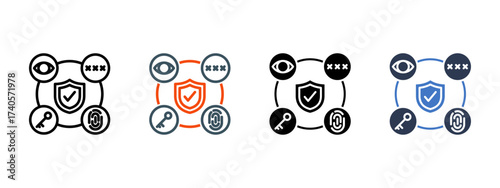 Security Network multiple icon style vector illustration