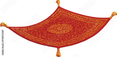3D Fantasy Flying Carpet With Golden Tassels