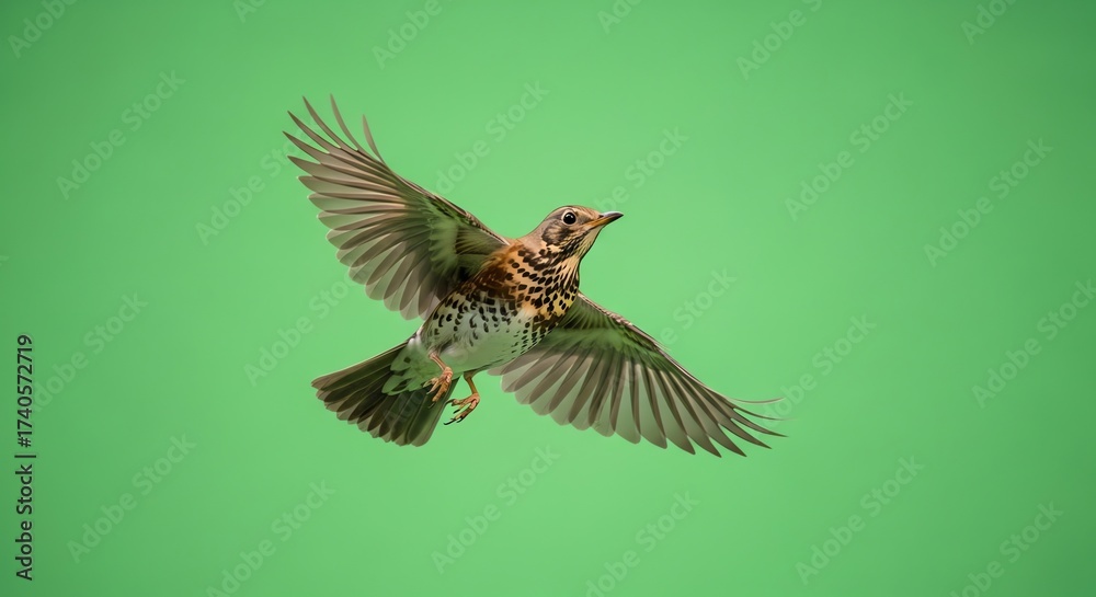 Obraz premium Bird in Flight on Green Screen for Digital Design