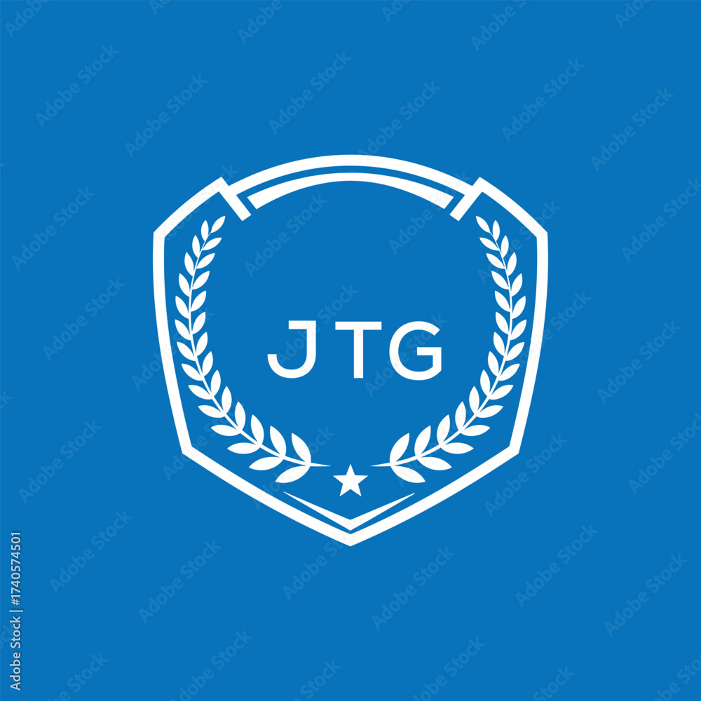 Fototapeta premium JTG Shield Logo Design JTG Minimal Laurel Wreath and Star Emblem for Sports Corporate JTG Club and Brand Ident. 