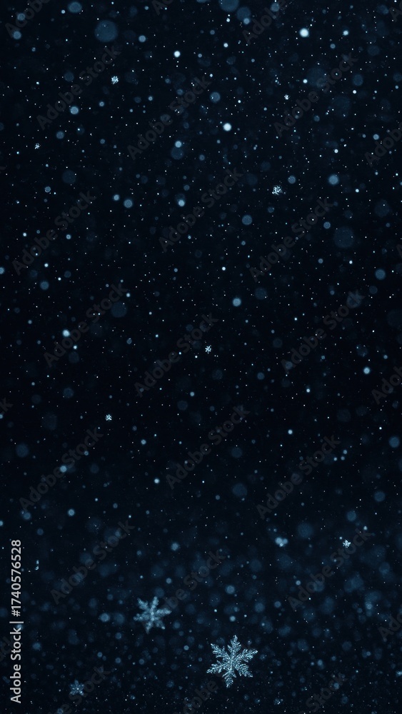 Obraz premium Snowflakes falling dark night mobile wallpaper