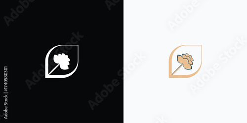 Duotone floral emblem representing beauty, elegance, and sophistication