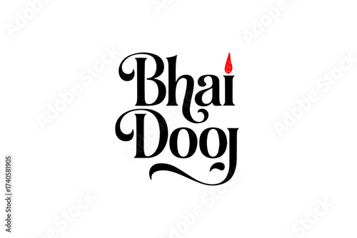 Happy Bhai Dooj Typography Design, Festive Calligraphy Text