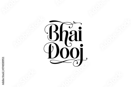 Happy Bhai Dooj Typography Design, Festive Calligraphy Text