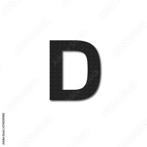 Black Alphabet Letter D Isolated on White Background