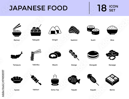 Japanese food icon set