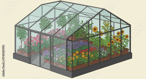 Blooming Abundance A Greenhouse Oasis of Flowers and Plants