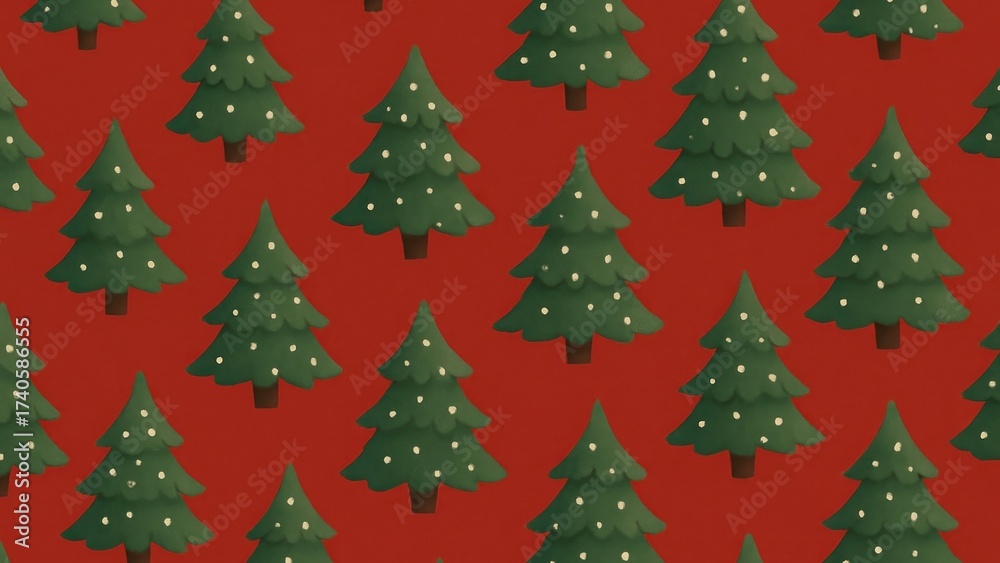 Fototapeta premium Festive evergreen pattern wallpaper