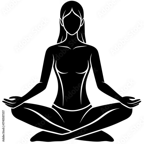 silhouette of yoga woman