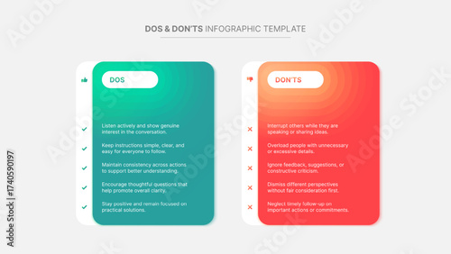 Dos and Don'ts, Pros and Cons, VS, Versus Comparison Infographic Design Template