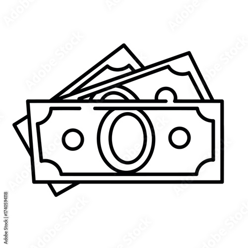 Vector illustration of stacked paper money bills simple line art icon scalable eps