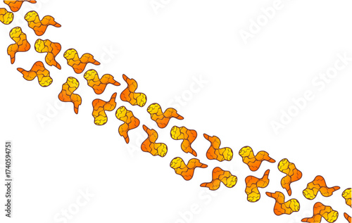 Fried chicken pattern background. Fried chicken pattern for packaging background. Fast food fried chicken illustration. Fried chicken wing pattern illustration. Fast food vector. Gradient fast food.