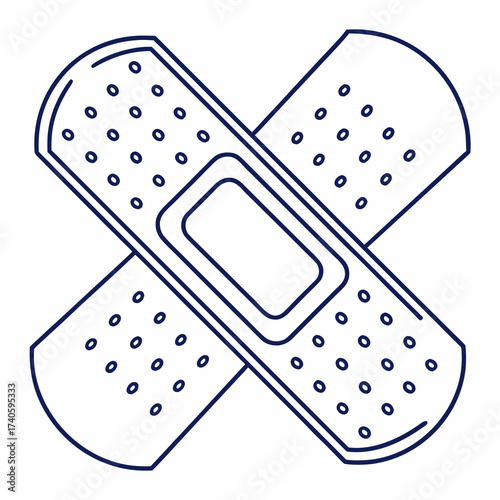Two crossed band aids for injury treatment