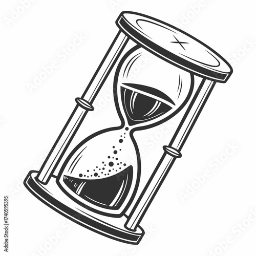 Vintage hourglass with sand flowing, time is running out