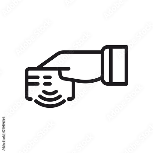 Contactless Payment Icon: Hand Holding Credit Card for Wireless Transaction