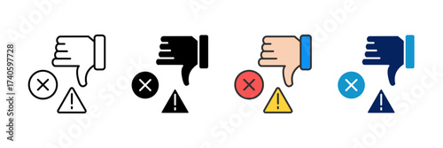 Thumbs Down Icon Set Multiple Style Collection