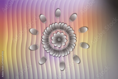 Floral-inspired background with soft curves and muted pink tones.