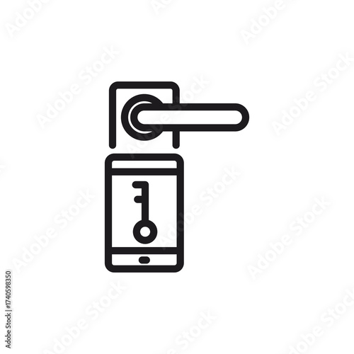 Smart Door Lock on Smartphone Screen Vector Icon