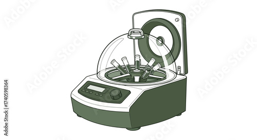 Laboratory centrifuge depicted with tubes showcasing science analytical process