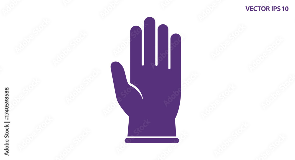 Obraz premium Illustrative vector graphic depicting a purple gloved hand isolated on a white background
