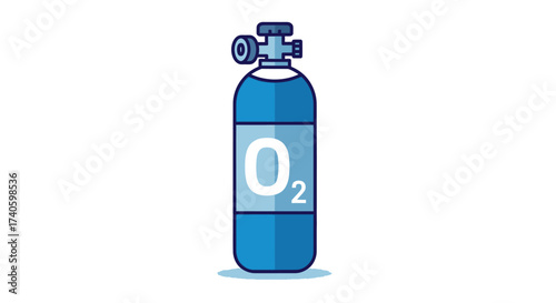 Stylized oxygen cylinder illustration exhibiting respiratory support or industrial usage