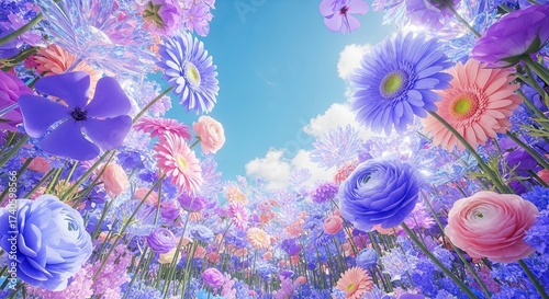 Vibrant Garden Oasis Under Blue Sky