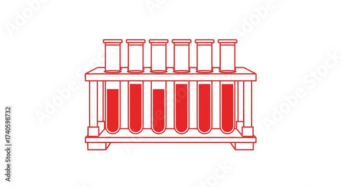Laboratory glassware with a red substance for scientific analysis and experiments