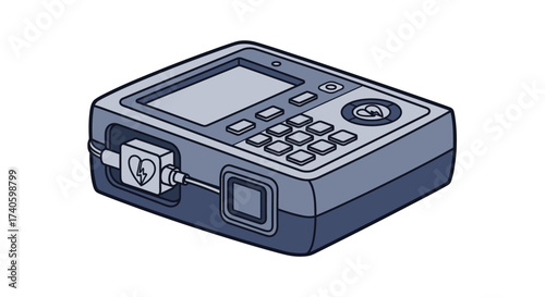 Automated external defibrillator vector illustration with life saving device icon concept