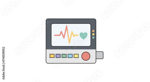 Stylized vital sign monitor displaying heartbeat symbol for healthcare visuals