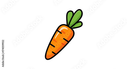 Vibrant carrot illustration with bold outlines and simple details against white space background