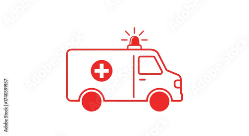 Emergency Medical Assistance: A Red and White Ambulance Illustration Ready for Action