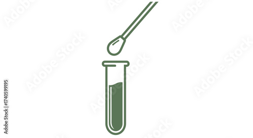 Illustration depicting medical swab near test tube signifying medical process assessment