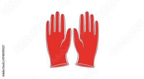 Illustrative digital rendition displaying a pair of red surgical gloves, presented against a clean
