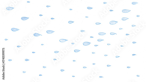 雨t155-0,Hand drawn blue water drop pattern on white background