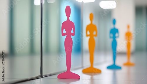 Colorful Abstract Silhouettes in Modern Office