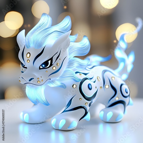 Glowing Futuristic Chinese Lion Dance Creature
