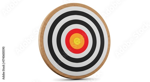 Vibrant Bullseye Target Board with Red and Yellow Center, Isolated on White for Precision and Success Concepts