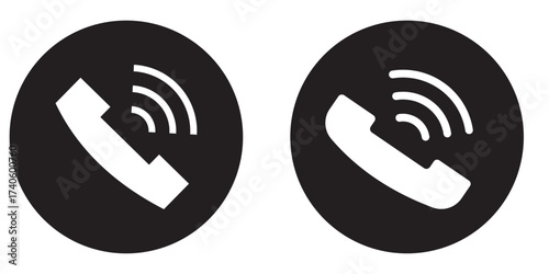 Phone icon set. Telephone symbol. Contact us. Call icon vector. Noisy phone Flat calling symbol. Phone icon isolated on white background. Telephone symbol.  Vector illustration.