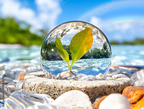 New Life in Glass Sphere, Nature Reflection