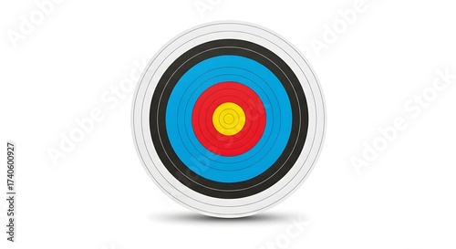 Vibrant Archery Target with Bullseye on White Background, 3D Render Illustration of Goal, Precision, and Business Strategy Concept