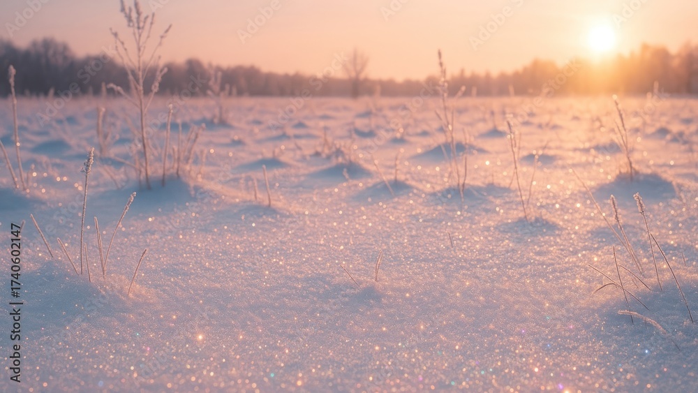 Naklejka premium Serene winter sunrise landscape.