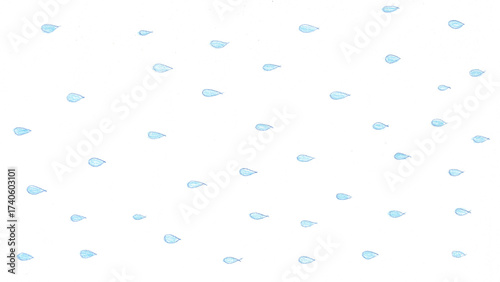 雨t157-0,Hand drawn blue water drop pattern on white background