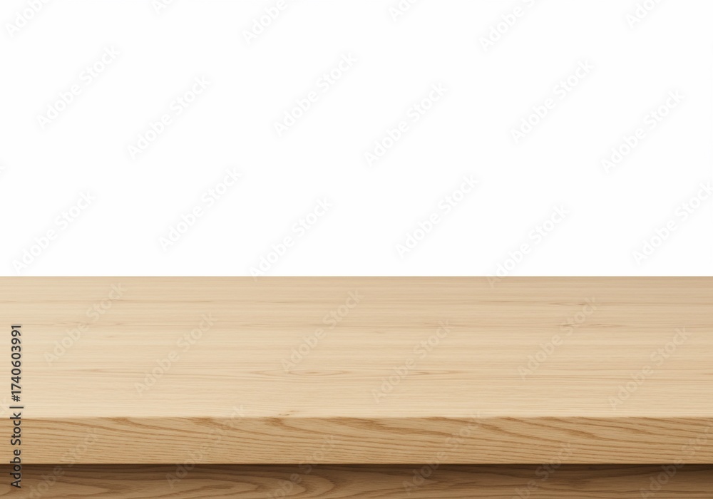 Fototapeta premium Empty Wooden Table Surface Top View Isolated on White Background.