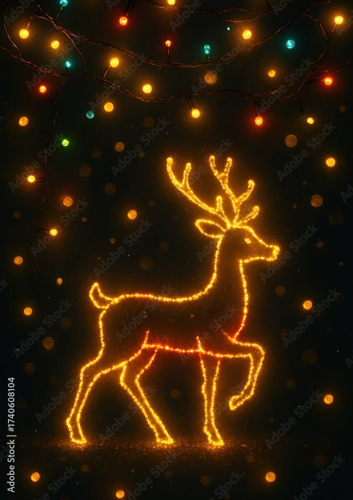 Fototapeta premium Glowing reindeer festive lights