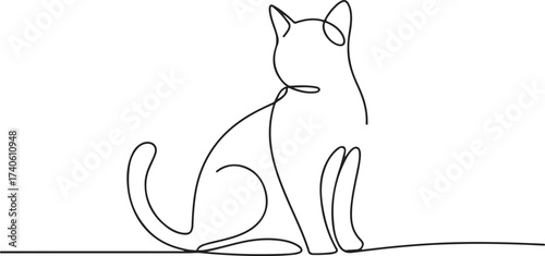 Continuous Line Drawing Cat Minimalist Modern Pet Style Art