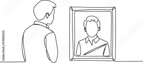 Man Portrait Line Art Illustration in Minimal Style